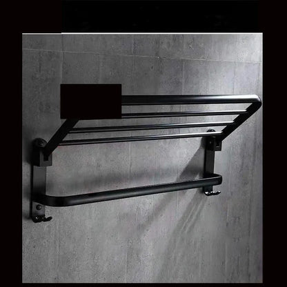 Aluminium bathroom folding shelf with perforated design and 2-tier storage