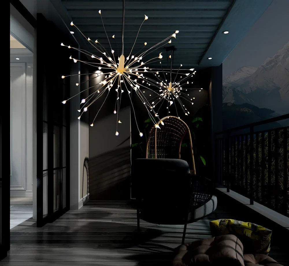 Solar LED meteor shower light with multiple warm white LEDs in outdoor garden setting