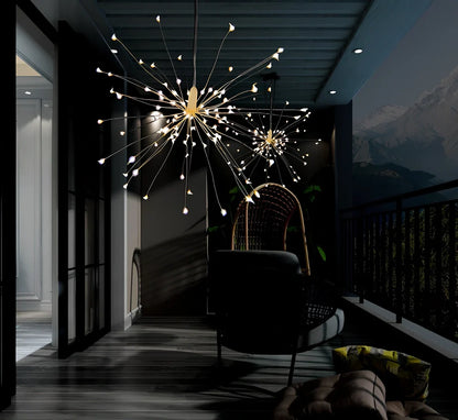 Solar LED meteor shower light with multiple warm white LEDs in outdoor garden setting