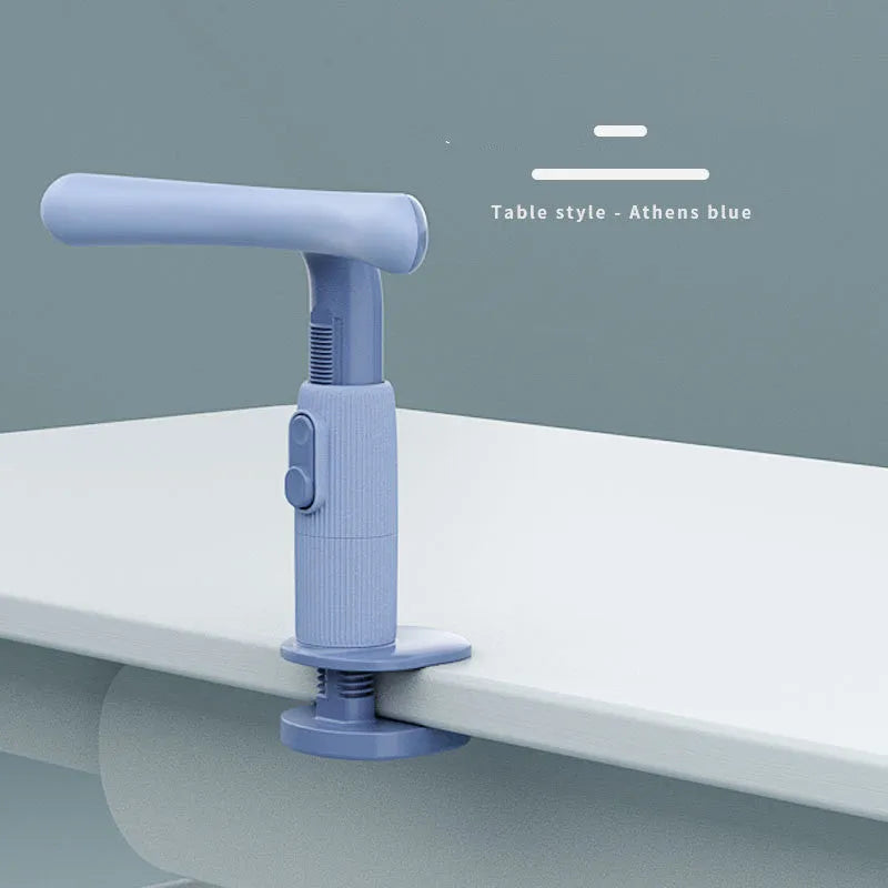 Children's ABS desk-mounted sitting posture corrector in blue, pink, or white for study desks.