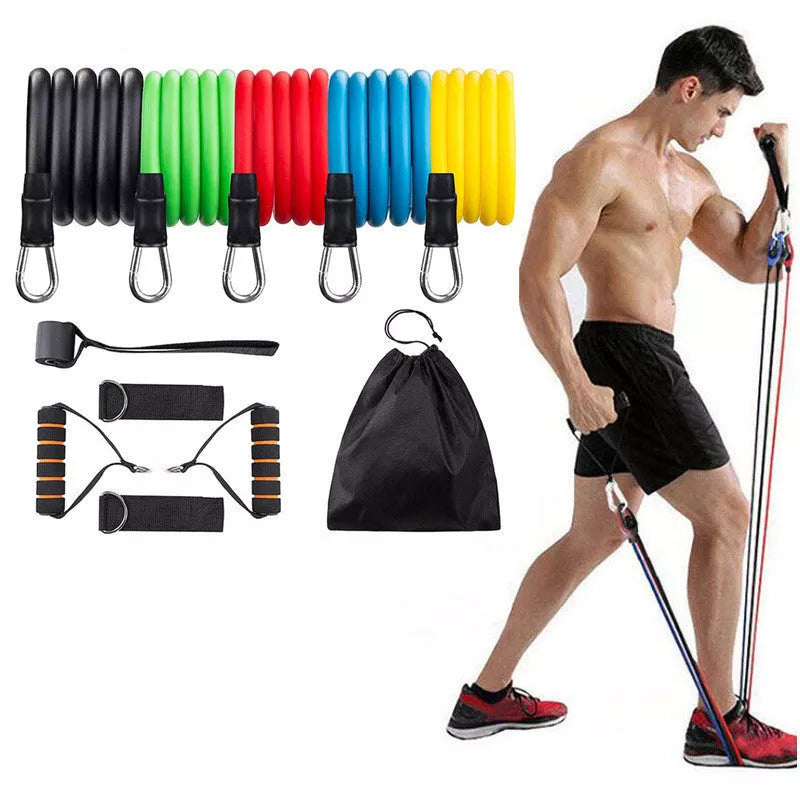 11-piece TPE pull rope set in five colors for home fitness