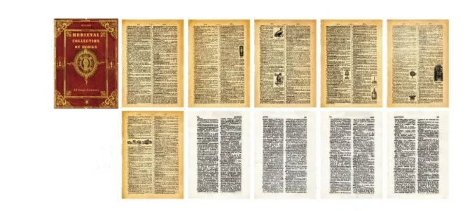 Rectangular distressed paper simulation book prop for vintage photography displays, 130mm by 184mm.
