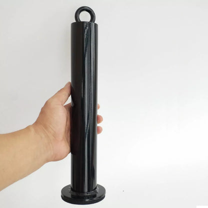 Black metal barbell rack tray for organizing gym equipment, available in three sizes.