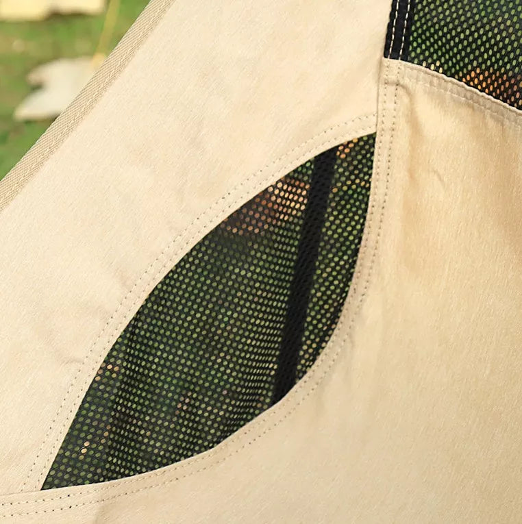 Aluminum alloy outdoor folding chair with double-layer Oxford cloth, beige color