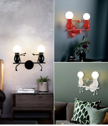 Postmodern creative wall lamp in black, red or white, E27 LED, 330x260x120mm, for bedside or children's room.