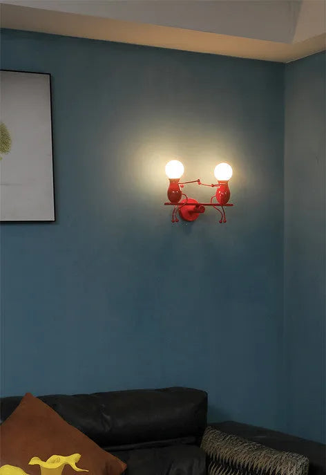 Postmodern Creative Wall Lamp for Children's Bedside and Household Use, E27 LED Wall Light in Black, Red or White, 330x260x120mm, 110-240V, 20000 Hour Lifespan