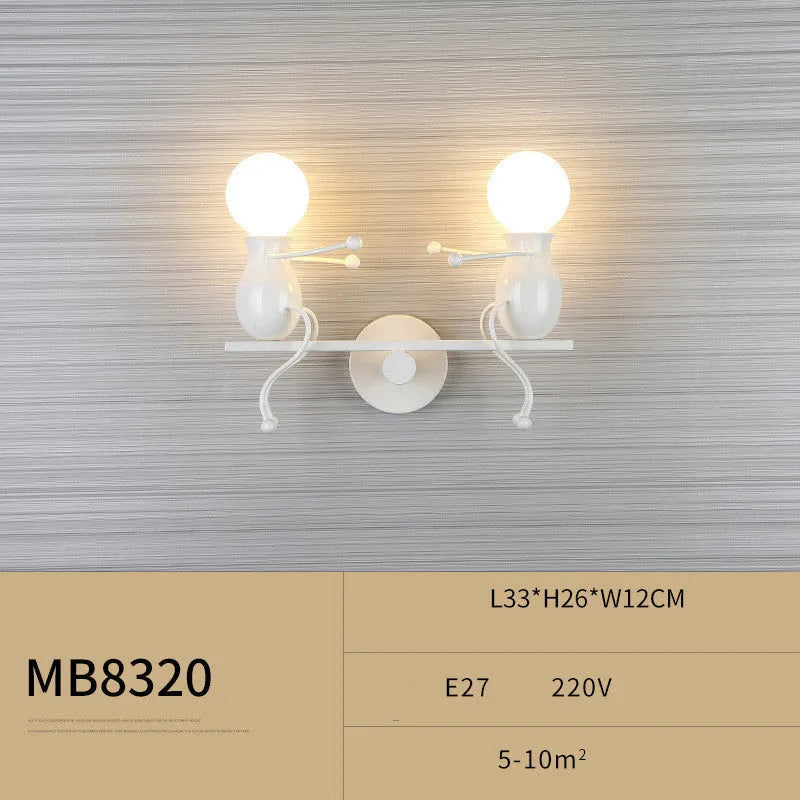 Postmodern creative wall lamp in black, red or white, E27 LED, 330x260x120mm, for bedside or children's room.