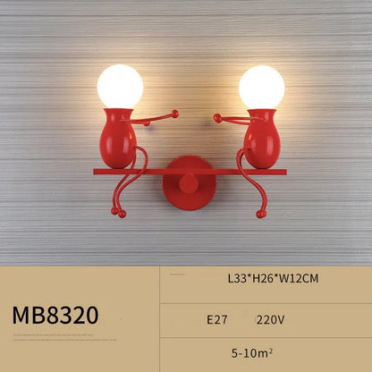 Postmodern creative wall lamp in black, red or white, E27 LED, 330x260x120mm, for bedside or children's room.