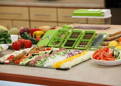 Versatile 12-Piece Vegetable Chopper Set with Stainless Steel Blades and Durable ABS Plastic Body