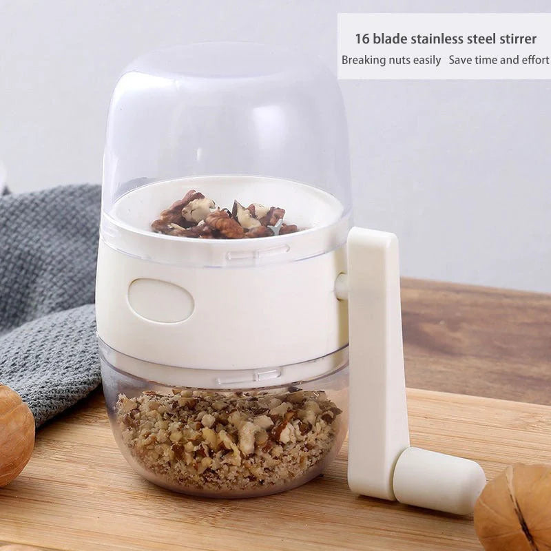 Multifunctional manual nut grinder with stainless steel blades for crushing nuts and spices
