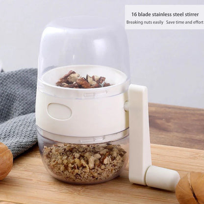 Multifunctional manual nut grinder with stainless steel blades for crushing nuts and spices
