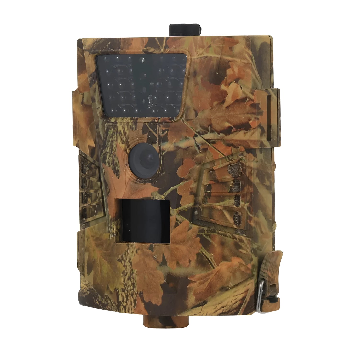 Orchard surveillance anti-theft camera showing front view with lens and sensor housing