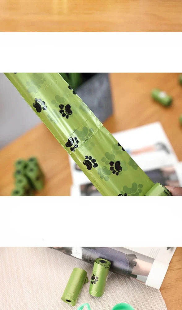 Pack of green solid colour pet waste bags in 20PCS quantity for dog and cat poop pickup