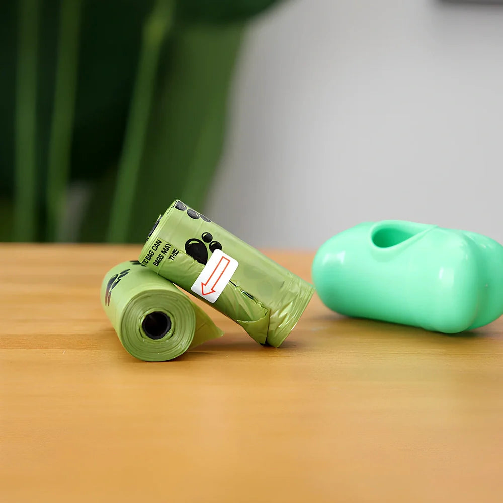 Pack of green solid colour pet waste bags in 20PCS quantity for dog and cat poop pickup