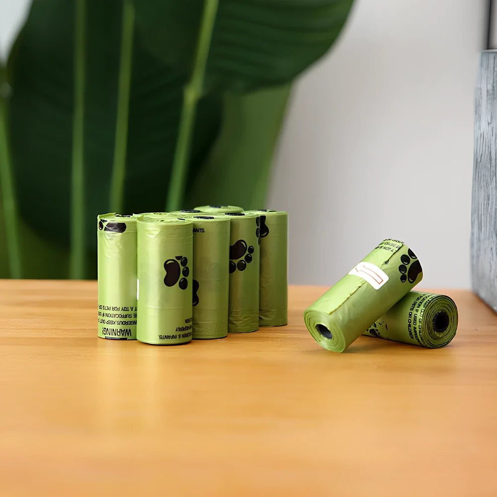 Pack of green solid colour pet waste bags in 20PCS quantity for dog and cat poop pickup