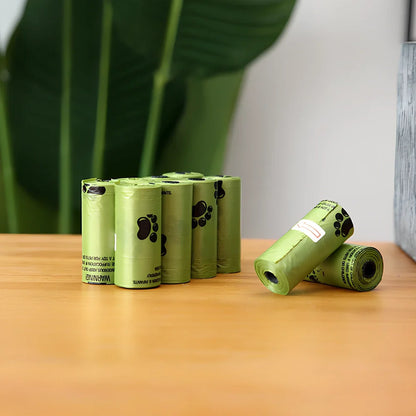 Pack of green solid colour pet waste bags in 20PCS quantity for dog and cat poop pickup