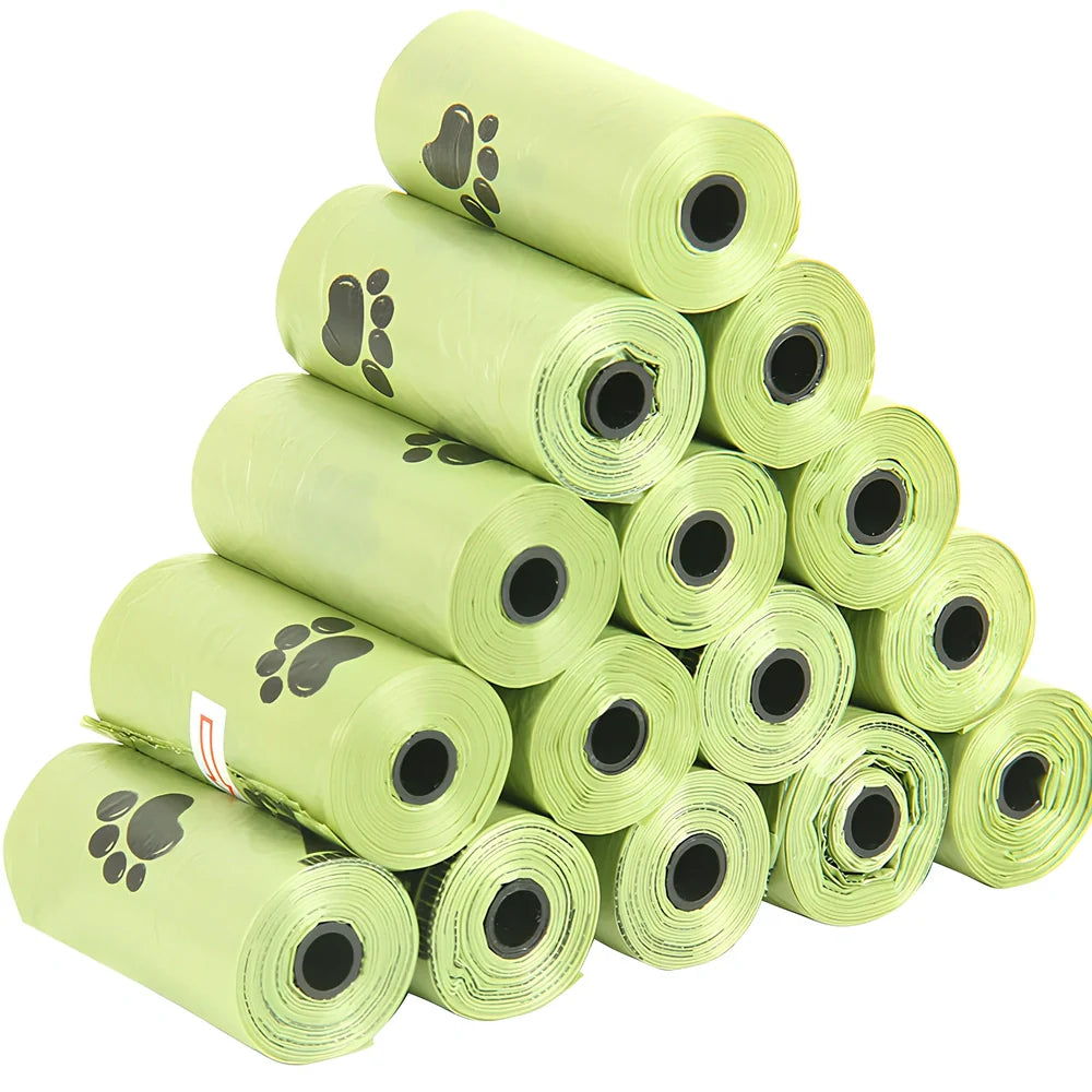 Pack of green solid colour pet waste bags in 20PCS quantity for dog and cat poop pickup