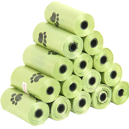 Pack of green solid colour pet waste bags in 20PCS quantity for dog and cat poop pickup