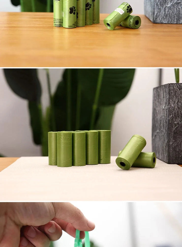 Pack of green solid colour pet waste bags in 20PCS quantity for dog and cat poop pickup