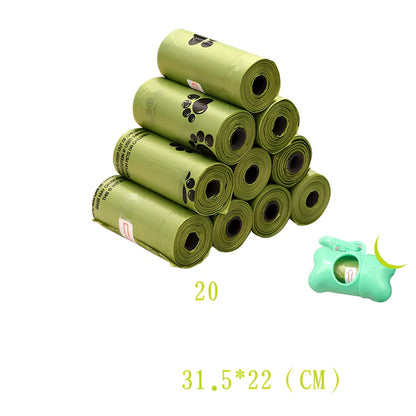 Pack of green solid colour pet waste bags in 20PCS quantity for dog and cat poop pickup