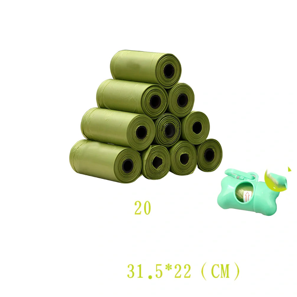 Pack of green solid colour pet waste bags in 20PCS quantity for dog and cat poop pickup