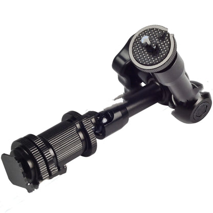 Black all-metal 7-inch magic friction articulating arm for DSLR cameras with ball heads and mounts.