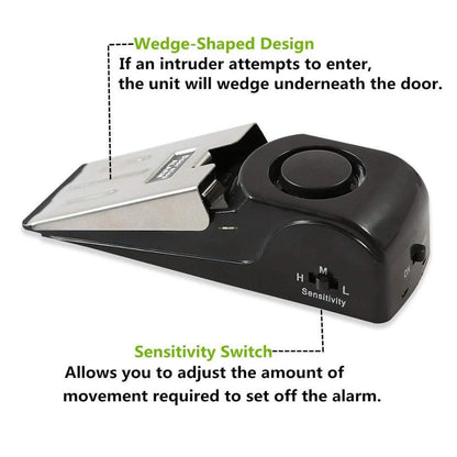 Intelligent electronic door stopper alarm system with ABS plastic construction and 150dB siren for home, hotel, and business security