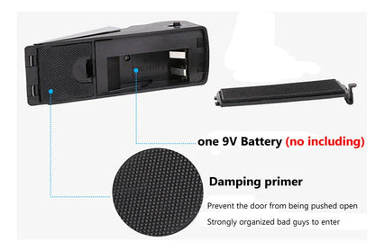 Intelligent electronic door stopper alarm system with ABS plastic construction and 150dB siren for home, hotel, and business security