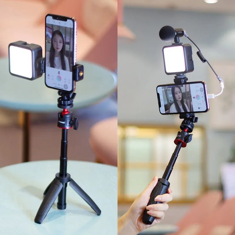 Mobile phone vlog bracket set with selfie stick, fill light, and stand in 15cm carrying case