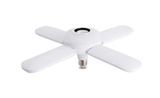 LED Four-leaf Bluetooth Music Lamp in white with foldable design and remote control