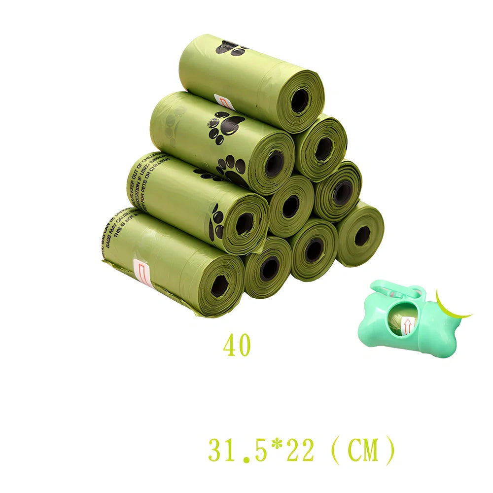 Pack of green solid colour pet waste bags in 20PCS quantity for dog and cat poop pickup