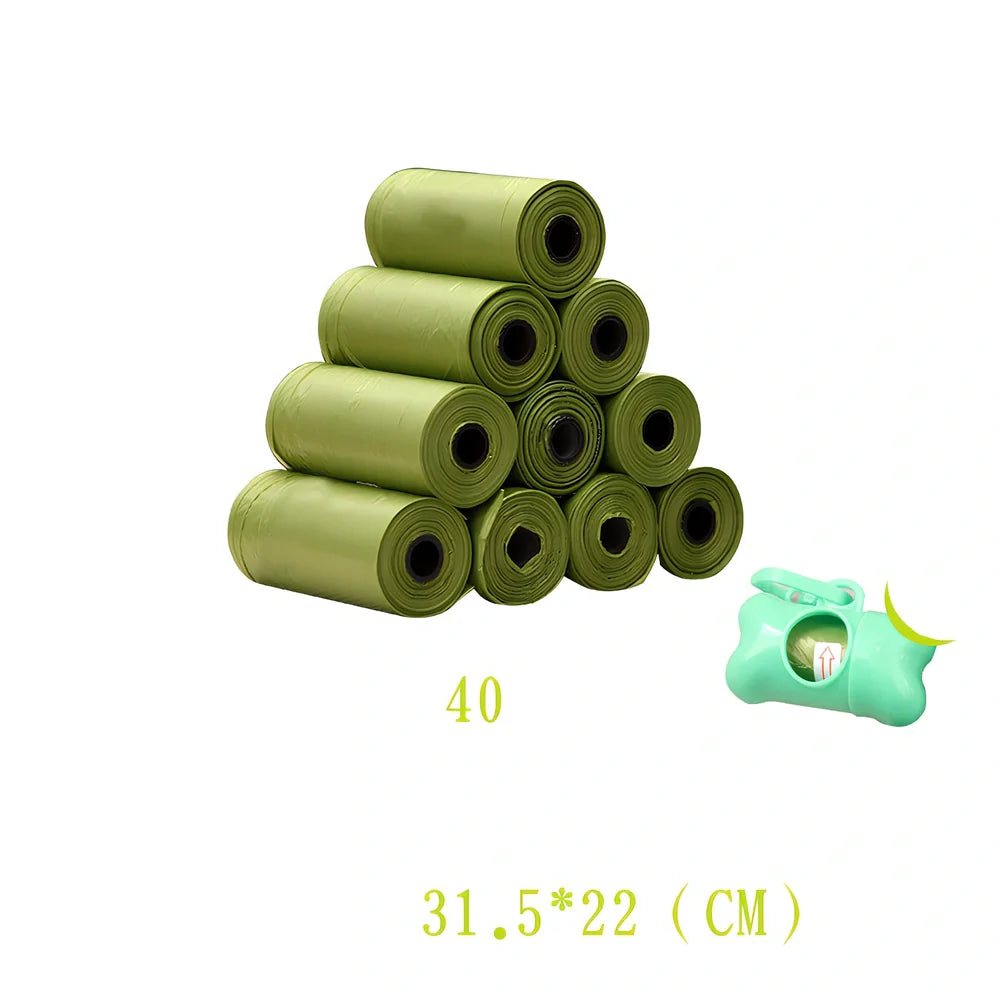 Pack of green solid colour pet waste bags in 20PCS quantity for dog and cat poop pickup