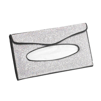 Creative Car Napkin Box Universal Sun Visor in gray lambskin leather