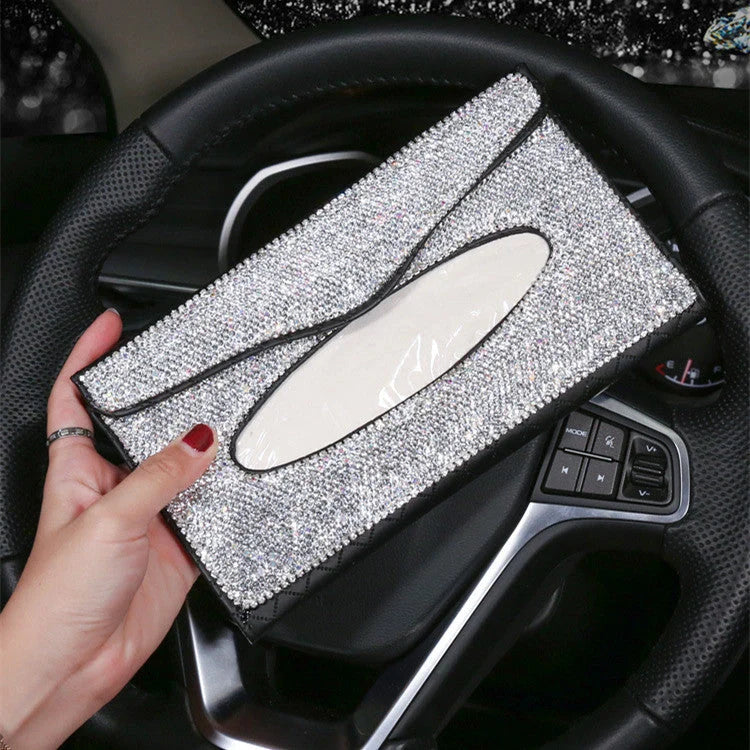 Creative Car Napkin Box Universal Sun Visor in gray lambskin leather