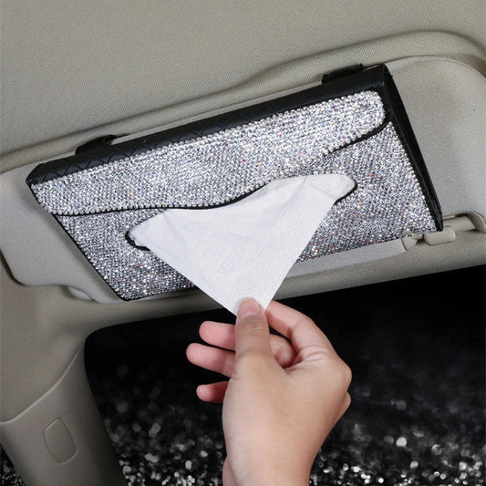 Creative Car Napkin Box Universal Sun Visor in gray lambskin leather