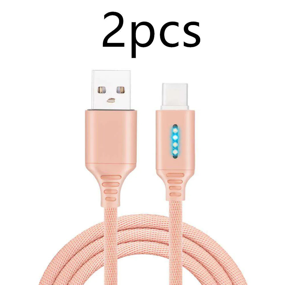 Black woven fabric braided USB fast charging cable with Type-C connector, 1 metre long.