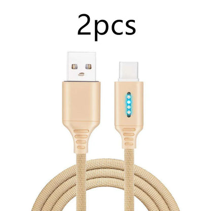 Black woven fabric braided USB fast charging cable with Type-C connector, 1 metre long.