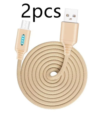 Black woven fabric braided USB fast charging cable with Type-C connector, 1 metre long.