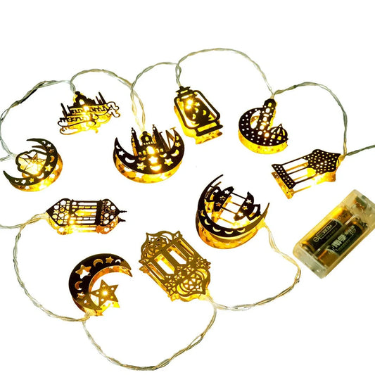 Ramadan LED decorative light with aluminium alloy shell showing 9 colour options including warm white and colourful slow flashing