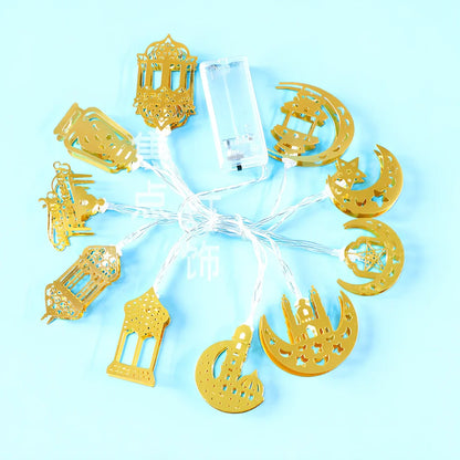 Ramadan LED decorative light with aluminium alloy shell showing 9 colour options including warm white and colourful slow flashing