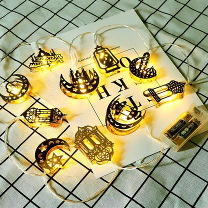 Ramadan LED decorative light with aluminium alloy shell showing 9 colour options including warm white and colourful slow flashing