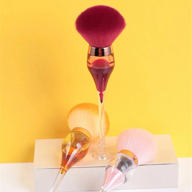 Single Large Makeup Brush Fluffy Powder Blush Compensator Creative Wine Glass Shape Crafts Level Cosmetic Beauty Tool with Man-Made Fibre Hair and Long Plastic Handle 14cm Total Length