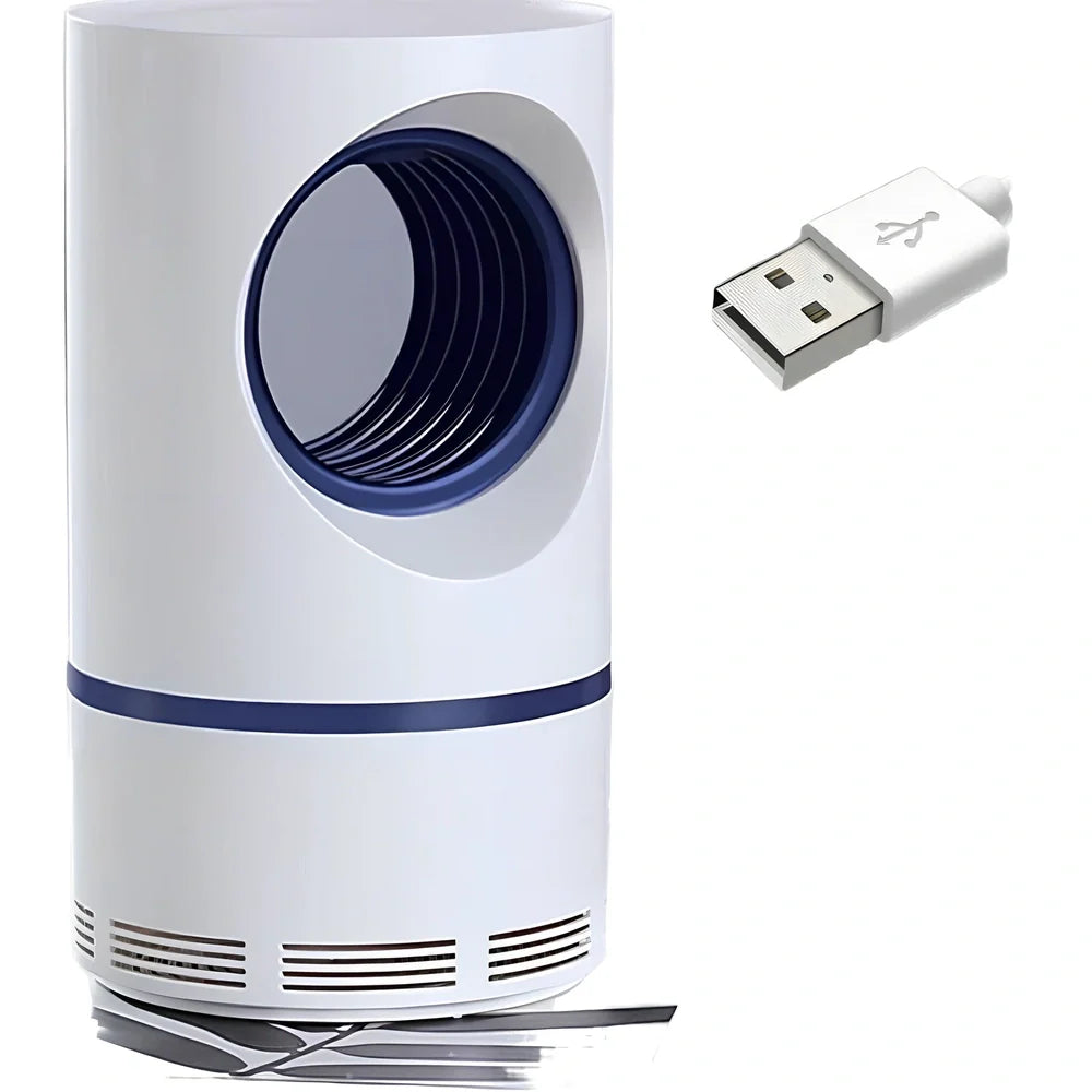 White mosquito killer lamp with violet light technology and USB connection for chemical-free insect control