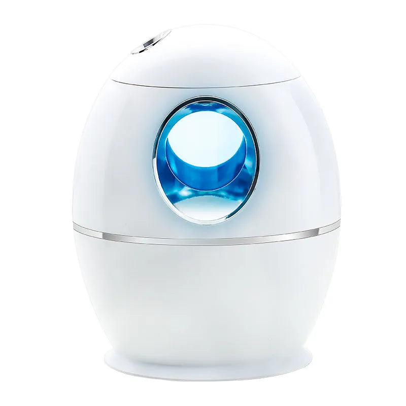 Round white USB aromatherapy humidifier with 800ml tank capacity and 36dB quiet operation