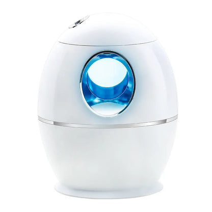 Round white USB aromatherapy humidifier with 800ml tank capacity and 36dB quiet operation