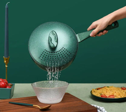 Household milk pot with medical stone non-stick coating in light green, dark green, and pink