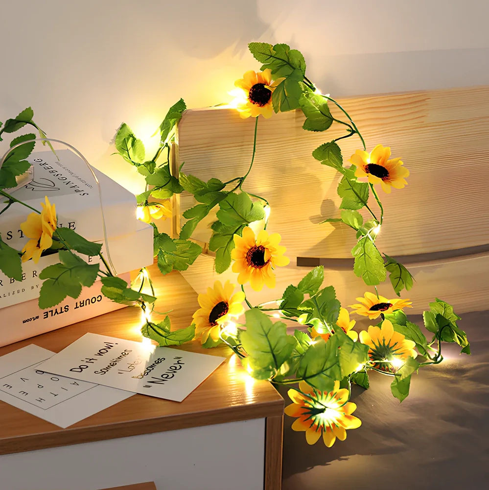Maple leaf rattan light string with copper wire and warm white LED lamps for wedding decor