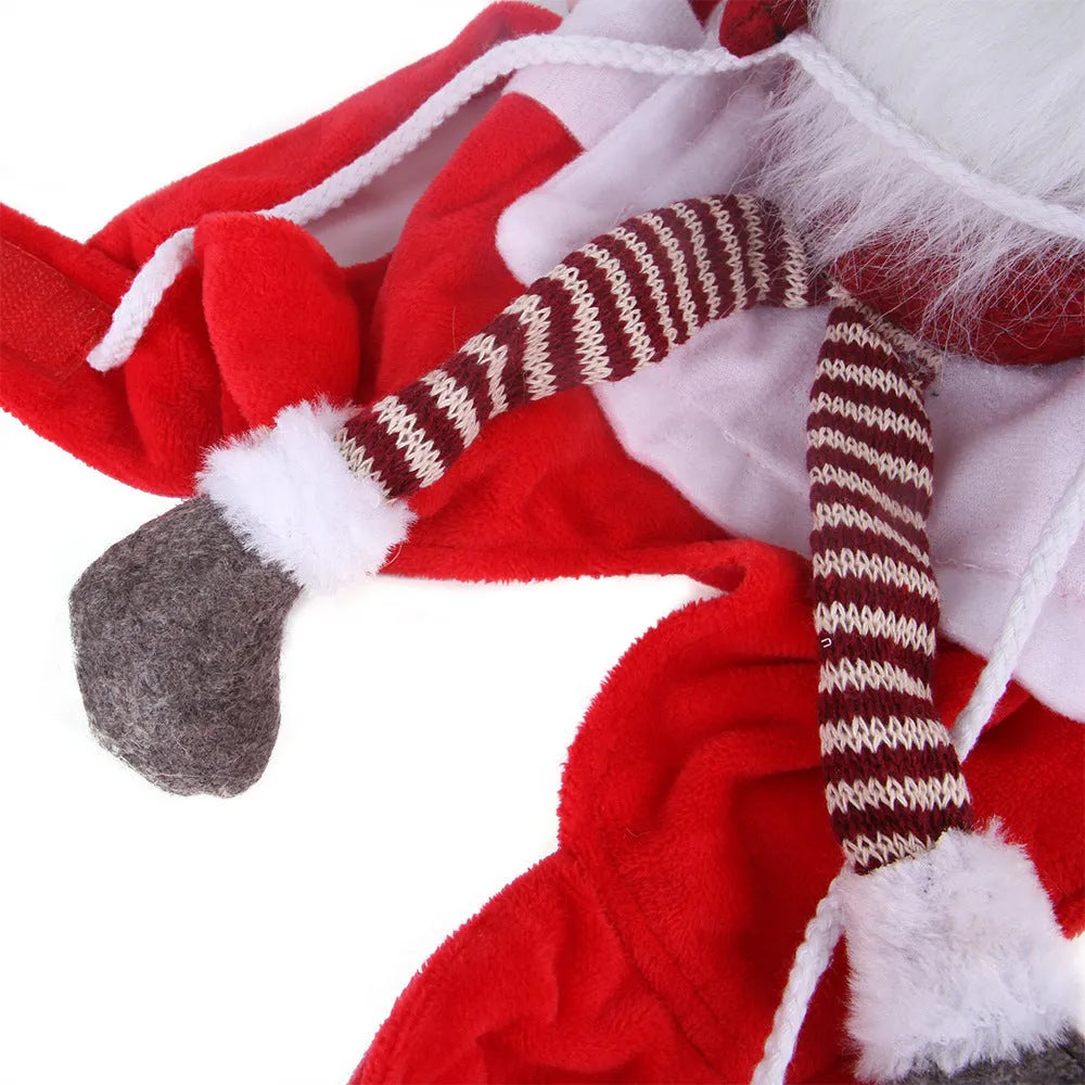 Red Santa Claus pet riding costume for dogs and cats with flannel fabric and Velcro straps