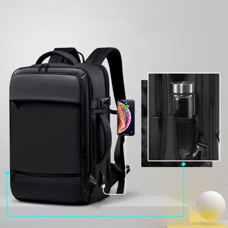 Large Volume Business Travel Luggage Computer Bag in Cool Black