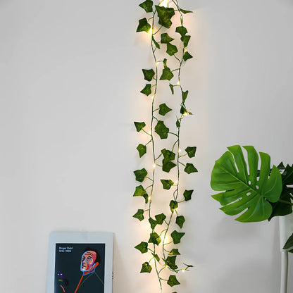 Maple leaf rattan light string with copper wire and warm white LED lamps for wedding decor